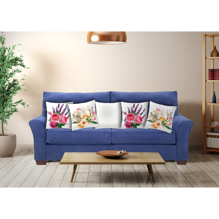 Комплект декоративных подушек "Цветочное гнездышко", размер 40х40 см-5 шт.