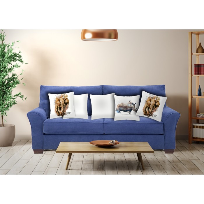 Комплект декоративных подушек "Сафари: слоны и носороги", размер 40х40 см-5 шт.