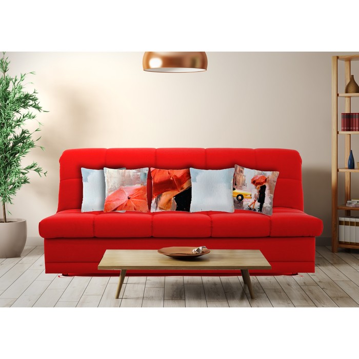 Комплект декоративных подушек "Красный зонт 1", размер 40х40 см-5 шт.