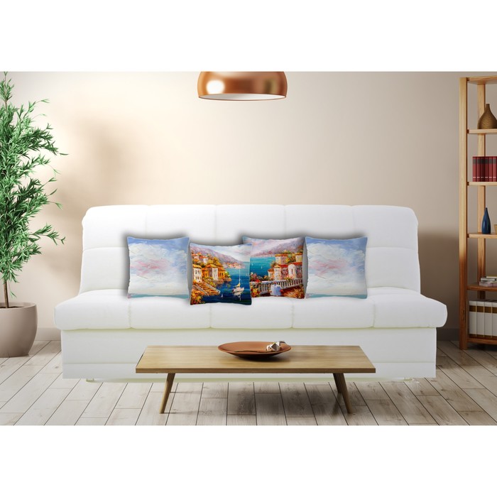 Комплект декоративных подушек "Вид с набережной, Италия 1", размер 40х40 см-4 шт.