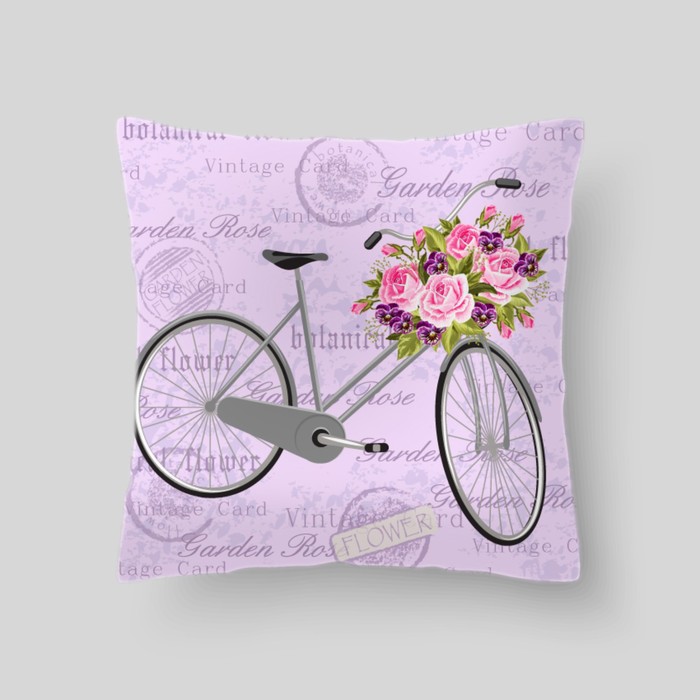 Декоративная подушка "Цветочный велосипед", размер 40х40 см