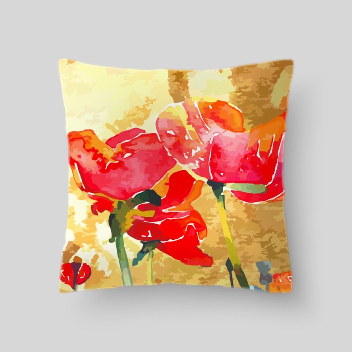 Декоративная подушка "Маки 2", размер 40х40 см