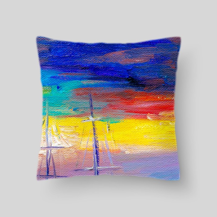 Декоративная подушка "Гавань на закате, Италия 2", размер 40х40 см