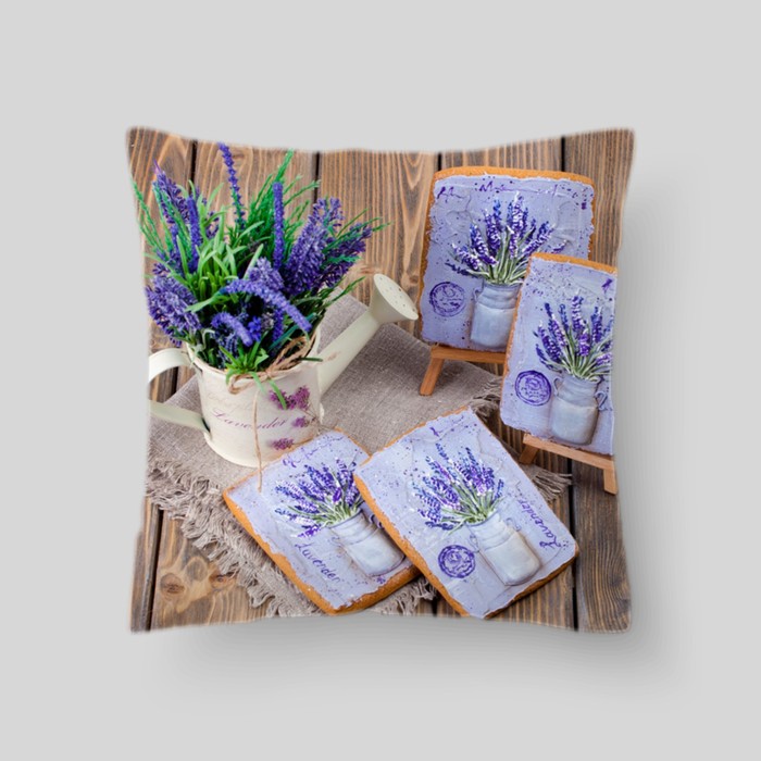 Декоративная подушка "Лавандовый натюрморт", размер 40х40 см