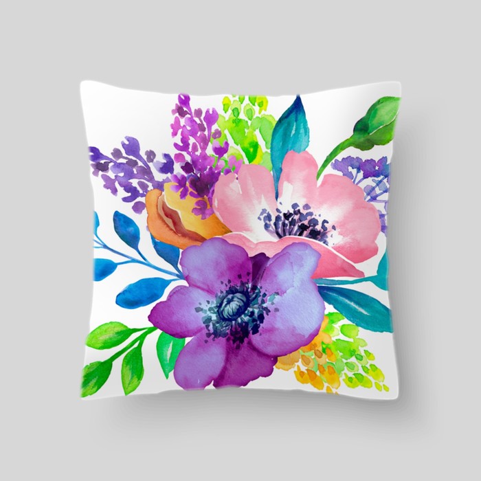 Декоративная подушка "Разноцветные маки", размер 40х40 см