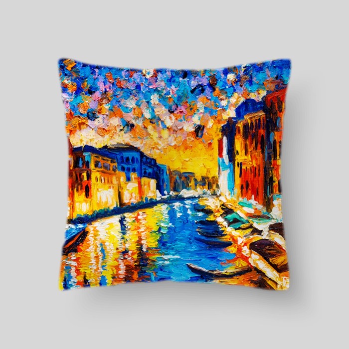 Декоративная подушка "Венецианский канал на закате", размер 40х40 см