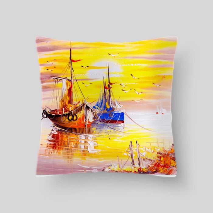 Декоративная подушка "Морской пейзаж 2", размер 40х40 см