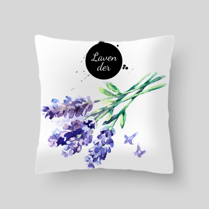 Декоративная подушка "Лаванда, иллюстрация", размер 40х40 см