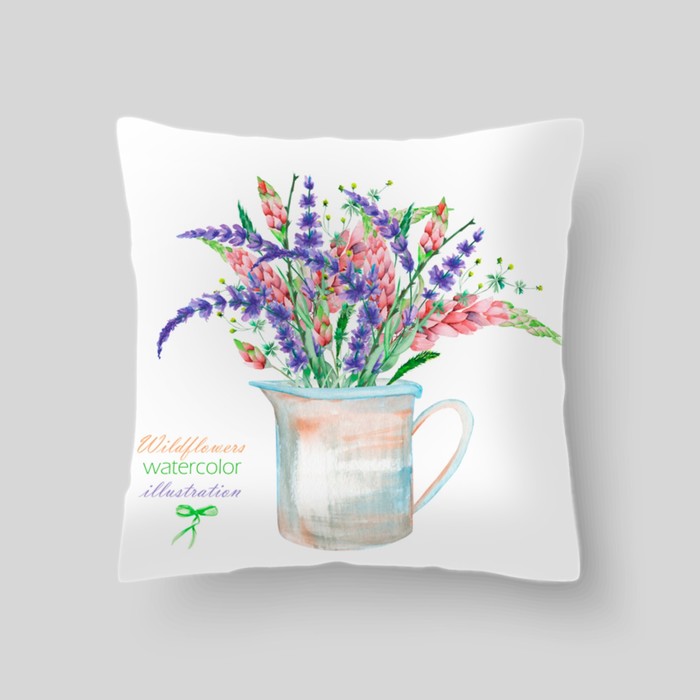 Декоративная подушка "Разноцветный винтажный букет", размер 40х40 см