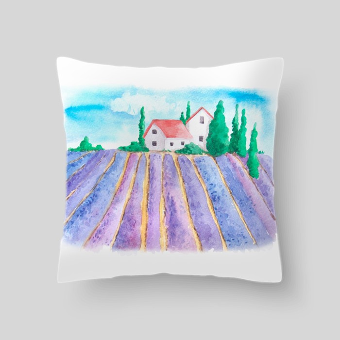 Декоративная подушка "Лавандовые поля Прованса 3", размер 40х40 см