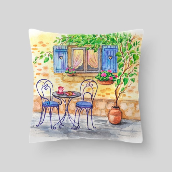 Декоративная подушка "На улицах Прованса 2", размер 40х40 см