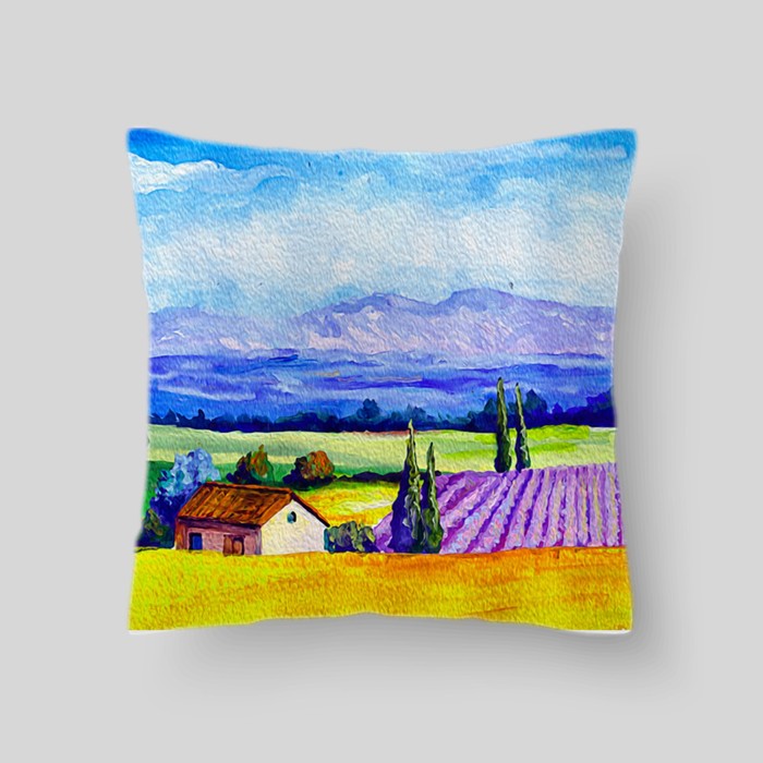 Декоративная подушка "Лавандовые поля Прованса 4", размер 40х40 см