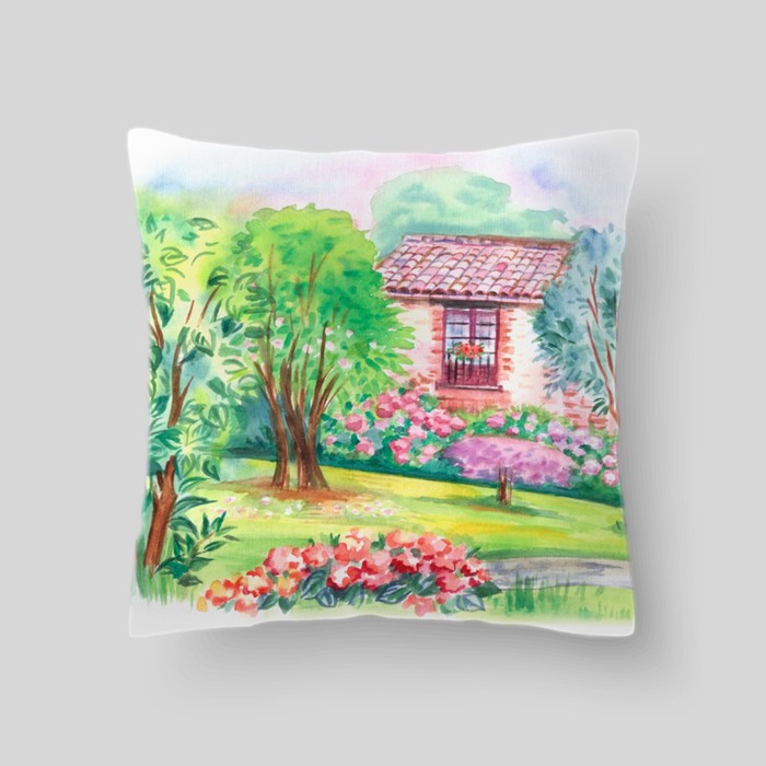 Декоративная подушка "Домик в деревне 2", размер 40х40 см