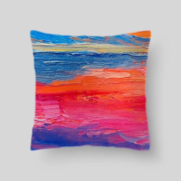 Декоративная подушка "Морской пейзаж на закате, акварель 2", размер 40х40 см