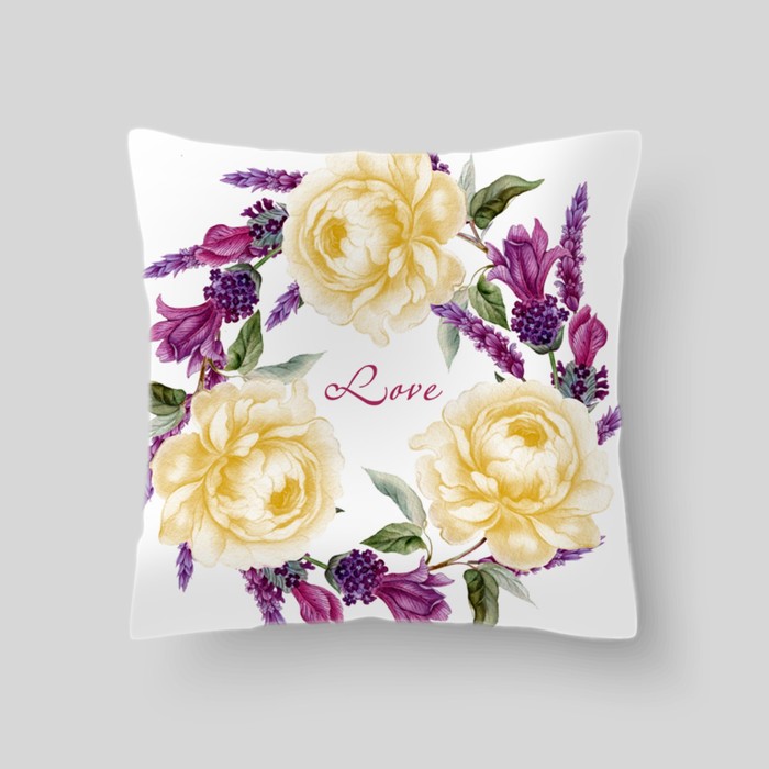 Декоративная подушка "Венок из прованских цветов", размер 40х40 см
