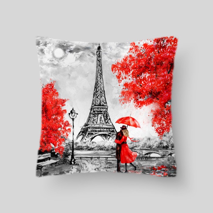 Декоративная подушка "Париж . Влюблённые в городе", размер 40х40 см