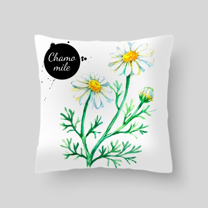 Декоративная подушка "Ромашка, иллюстрация", размер 40х40 см