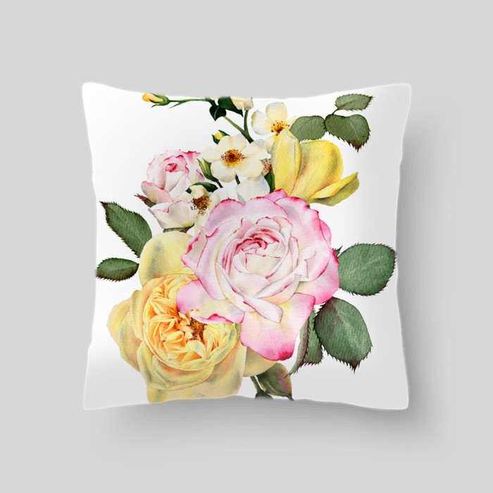 Декоративная подушка "Яркий букет, иллюстрация 4", размер 40х40 см