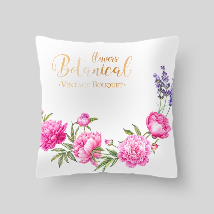 Декоративная подушка "Венок из прованских цветов 2", размер 40х40 см