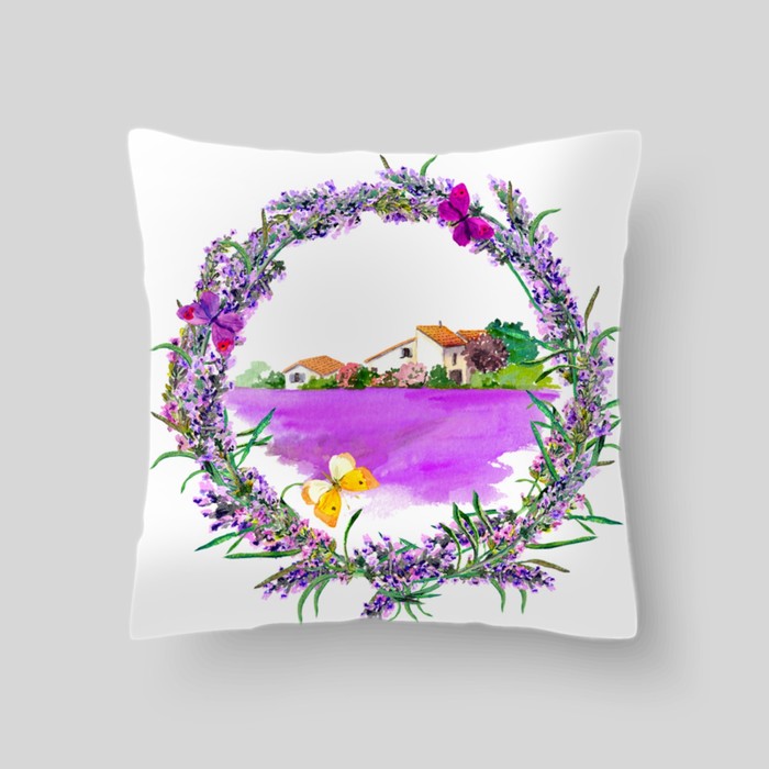 Декоративная подушка "Лавандовые поля Прованса 6", размер 40х40 см