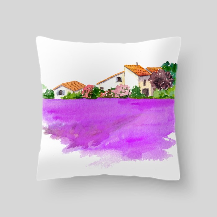 Декоративная подушка "Лавандовые поля Прованса 7", размер 40х40 см