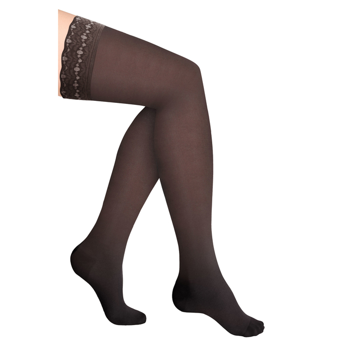 Чулки компресс. с силик. ажурной резинкой на шир. бедро 1 кл. Normal, Черный полупр., р. XL 327462