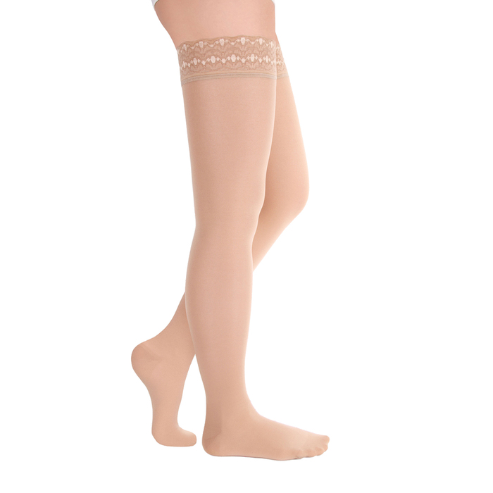 Чулки компресс. с силикон. ажурной резинкой на шир. бедро 1 кл. Long, Карамель полупр., р. L 32746