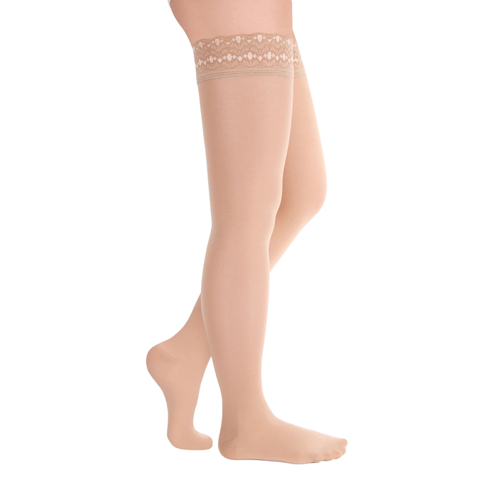 Чулки компресс. с силикон. ажурной резинкой на шир. бедро 1 кл. Long, Карамель полупр., р. M 32746