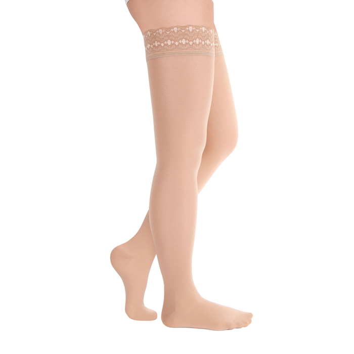 Чулки компресс. с силикон. ажурной резинкой на шир. бедро 1 кл. Long, Карамель полупр., р. S 32746
