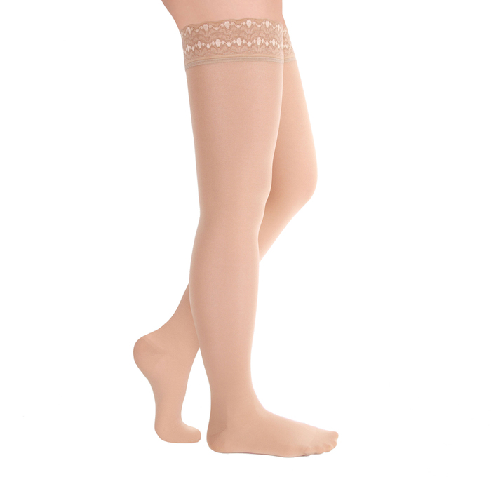 Чулки компресс. с силикон. ажурной резинкой на шир. бедро 2 кл. Long, Карамель полупр., р. L 32746