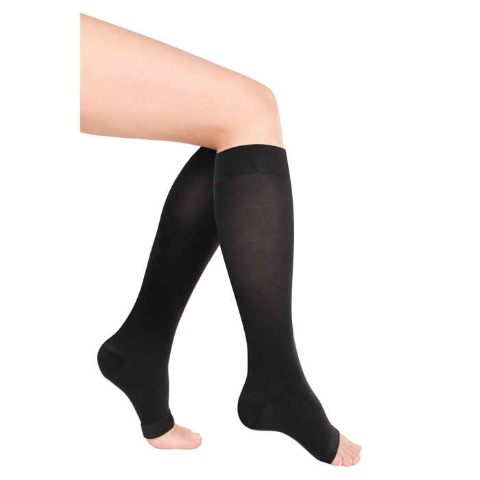 Гольфы компрессионные 1 кл. Normal, цвет Черный, откр. носок, размер S