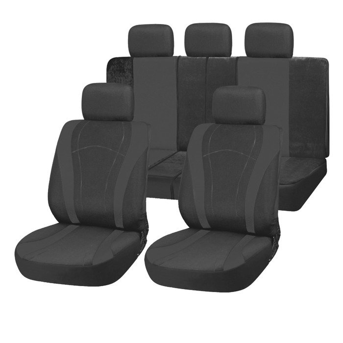 Чехлы сиденья SKYWAY FORSAGE, полиэстер, 9 предметов, черный