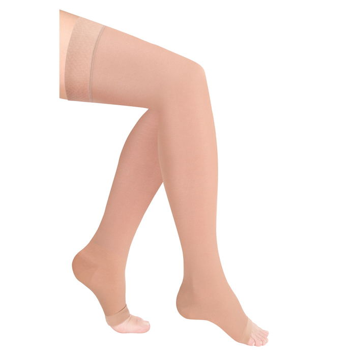 Чулки компресс. с силикон. резинкой на шир. бедро 1 кл. Normal, Карамель, откр. носок, р. L 327448