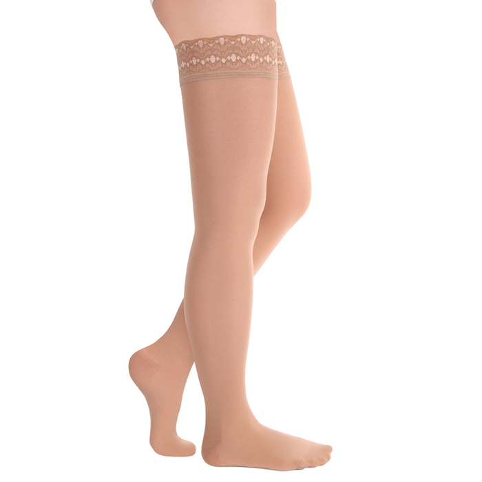 Чулки компресс. с силикон. ажурной резинкой 1 кл. Long, цвет Карамель, р. L