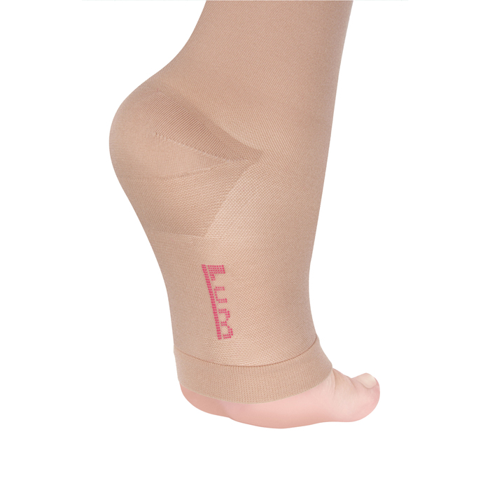 Чулки компресс. с силикон. резинкой на шир. бедро 1 кл. Long, Карамель, откр. носок, р. M