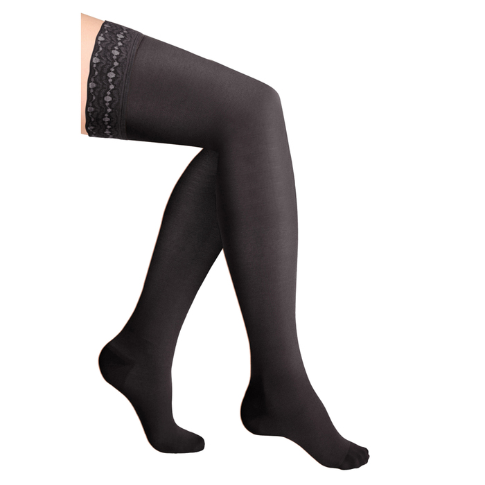 Чулки компресс. с силикон. ажурной резинкой 2 кл. Normal, цвет Черный, р. L