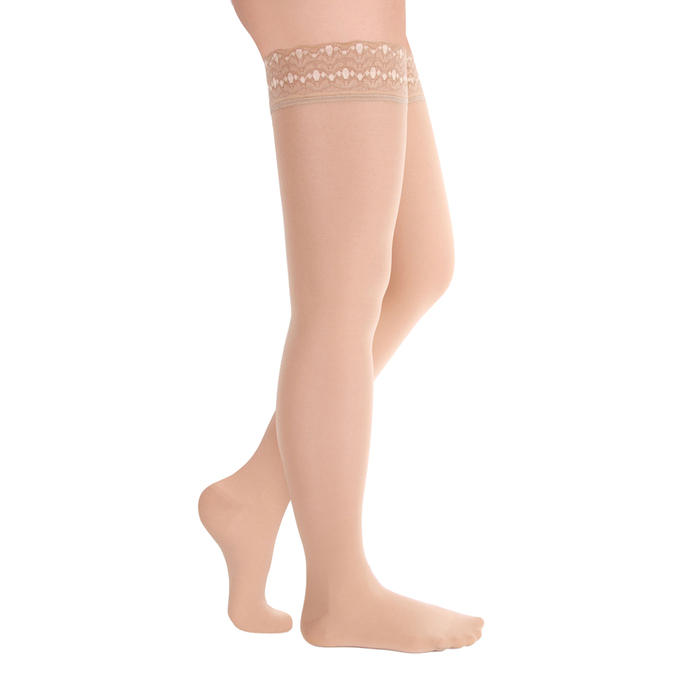Чулки компресс. с силикон. ажурной резинкой 1 кл. Long, цвет Карамель полупр., р. L