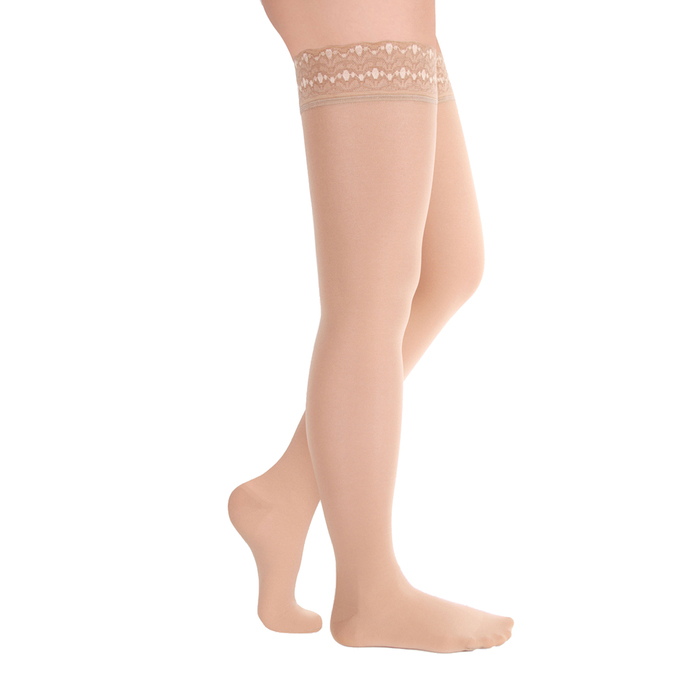 Чулки компресс. с силикон. ажурной резинкой 1 кл. Long, цвет Карамель полупр., р. XL