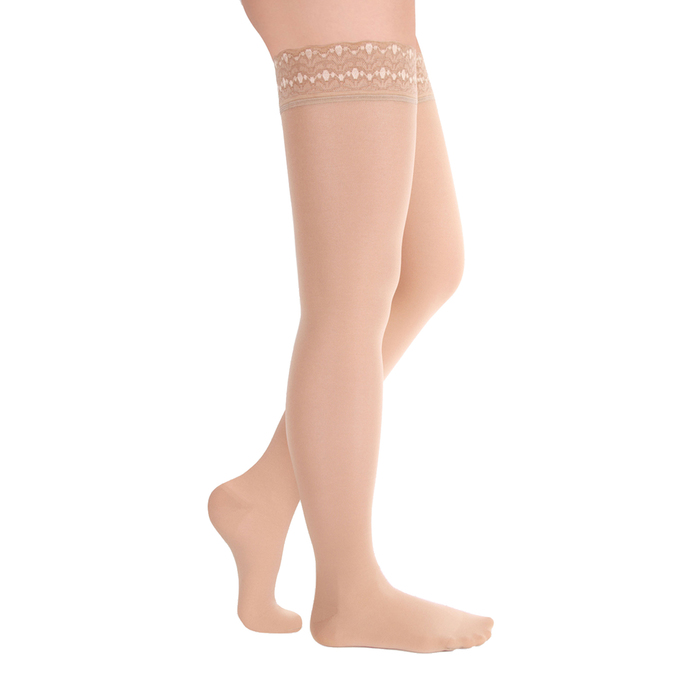 Чулки компрессионные с силиконовой ажурной резинкой 1 кл. Normal, цвет карамель полупр., размер L