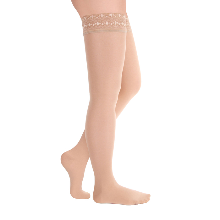 Чулки компрессионные с силиконовой ажурной резинкой 1 кл. Normal, цвет карамель полупр., размер S