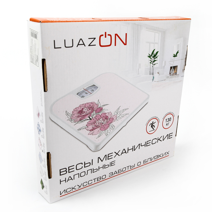 Весы напольные LuazON LVM-004, напольные, механические, до 130 кг, "розы"