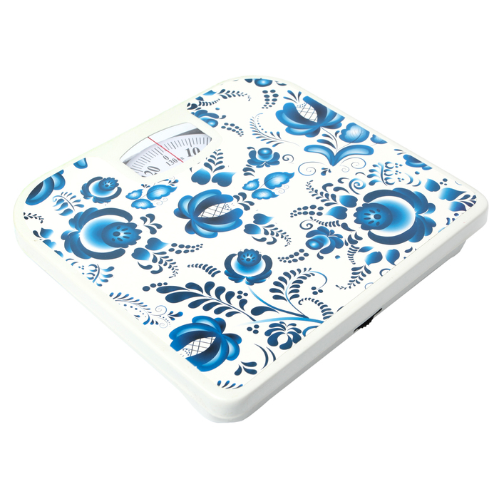 Весы напольные LuazON LVM-005, напольные, механические, до 130 кг, "гжель"