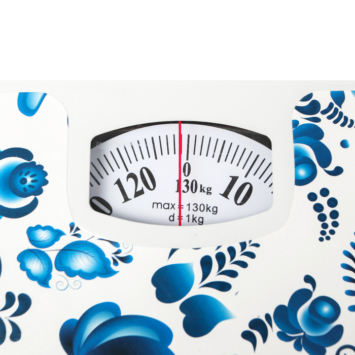 Весы напольные LuazON LVM-005, напольные, механические, до 130 кг, "гжель"