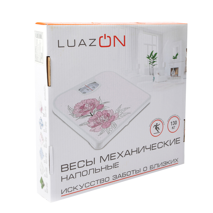 Весы напольные LuazON LVM-005, напольные, механические, до 130 кг, "гжель"