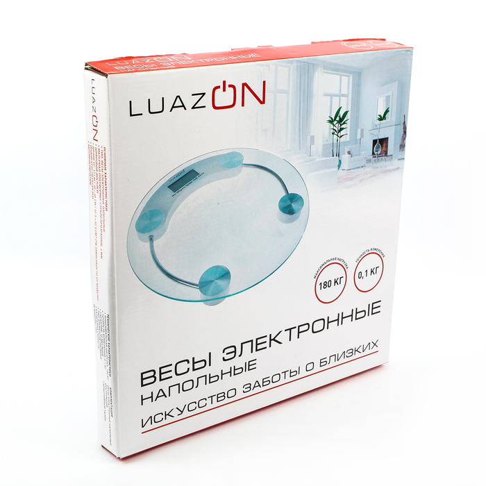 Весы напольные LuazON LVE-001, электронные, до 180 кг, голубые