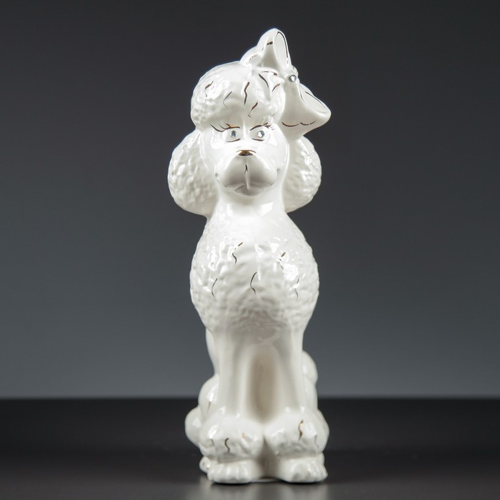 Копилка "Собака Пудель", глянец белый