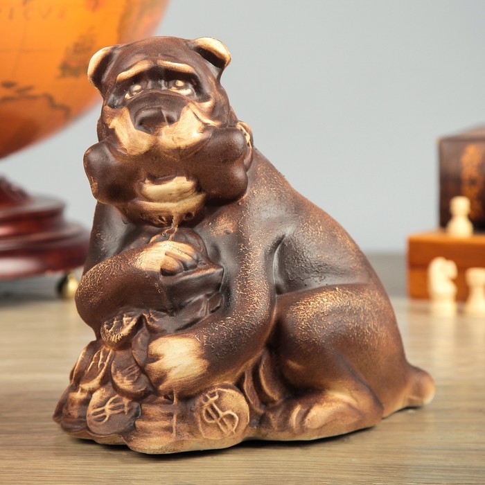 Копилка "Собака на монетах", шамот