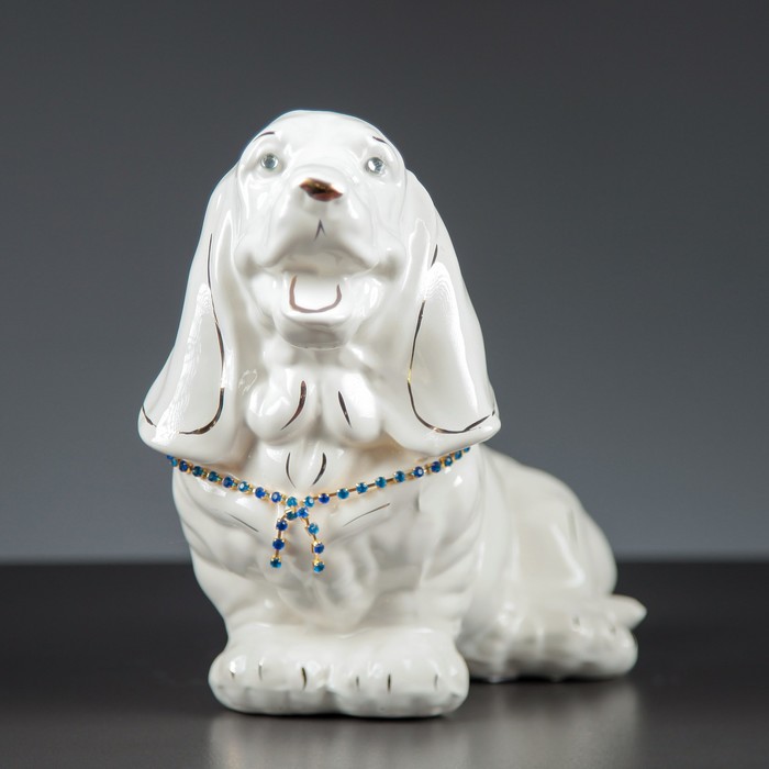 Копилка "Собака Бигль", цепочка, глянец, белый