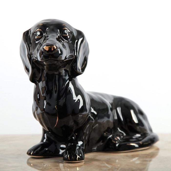 Копилка "Собака Такса", глянец, чёрный