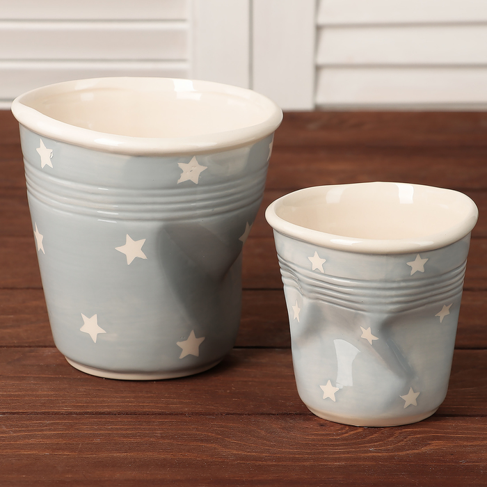 Набор кашпо 2 шт (10*10,13 *13 см) "Стакан", Микс УЦЕНКА